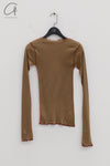 BASERANGE Ribbed Long Sleeve Top T-Shirt TTVL Collection France BAS-TTVL-RB-AU24-FCZ Emerald Brown